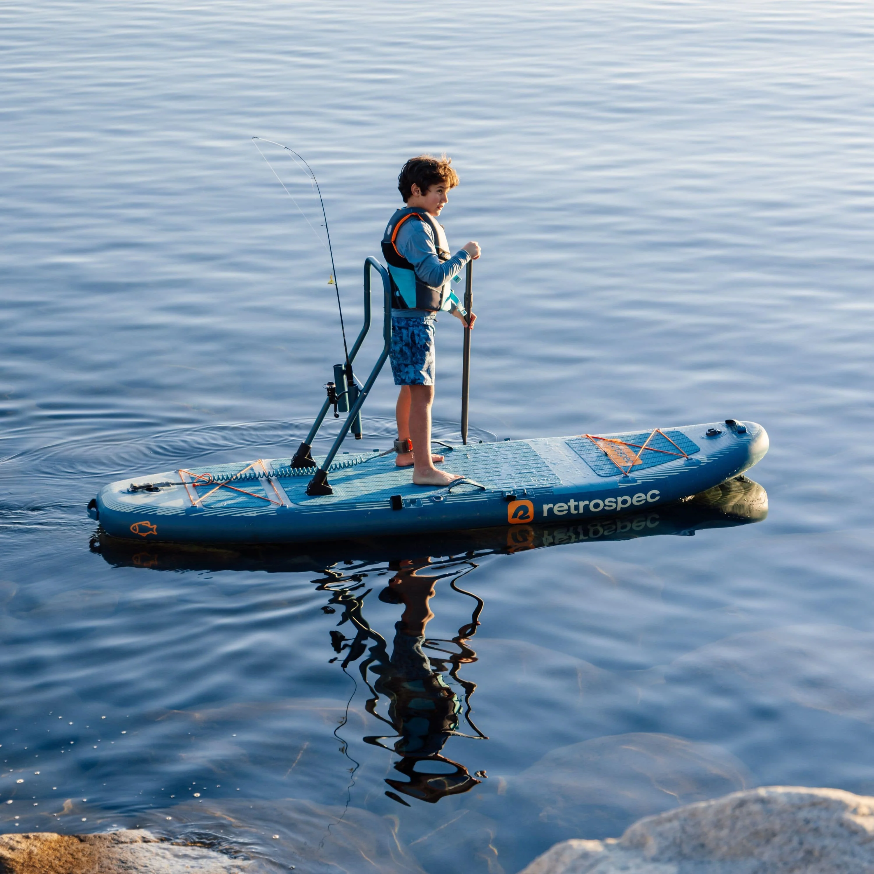 June Nano Kids Inflatable Fishing Paddle Board Kayak Hybrid 9'6" - Image 12