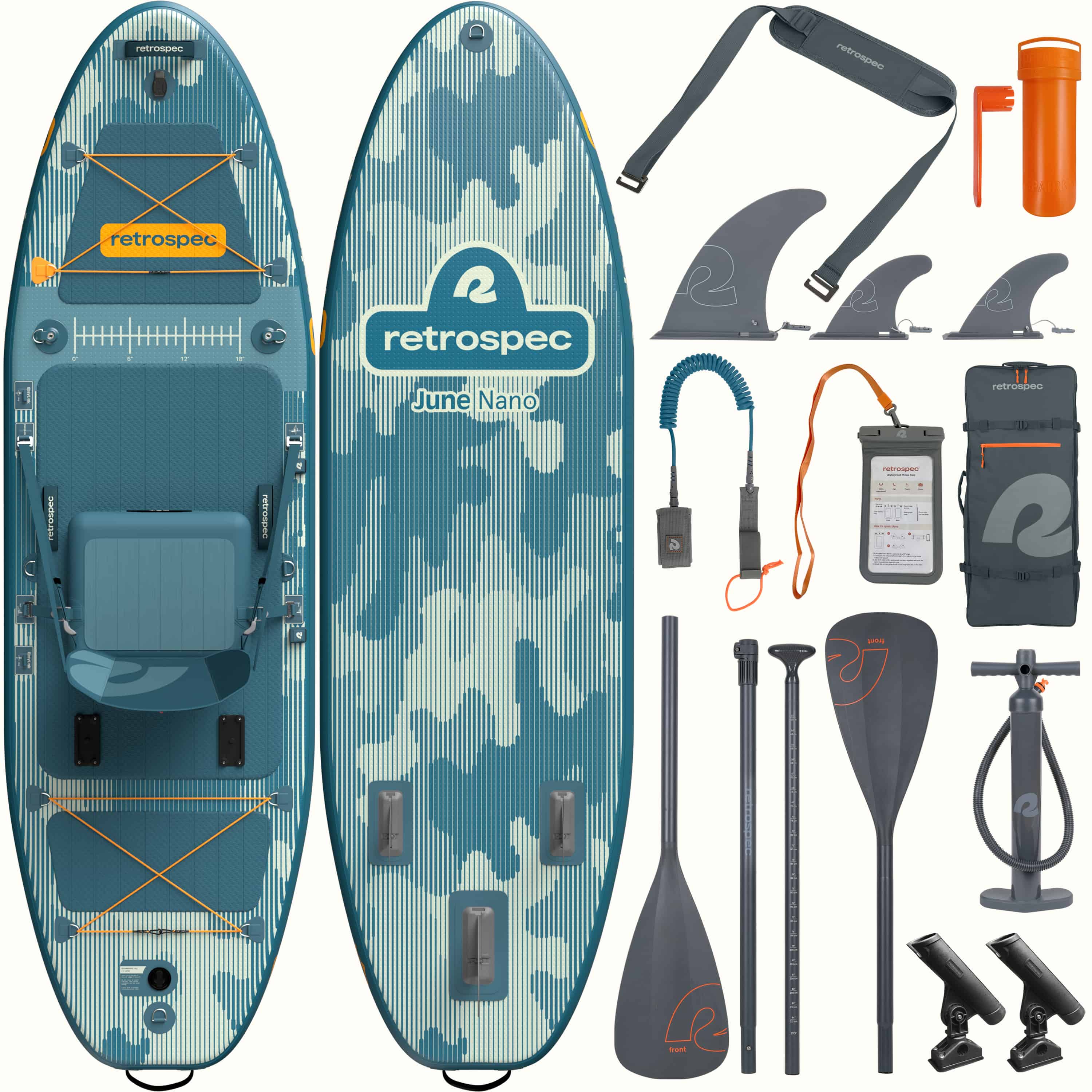 June Nano Kids Inflatable Fishing Paddle Board Kayak Hybrid 9'6" - Image 9